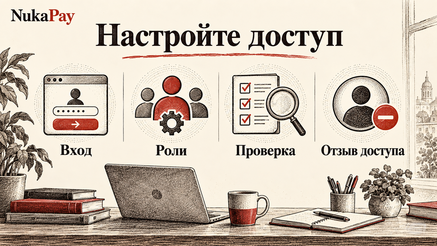 Настройте доступ: Вход, Роли, Проверка, Отзыв доступа