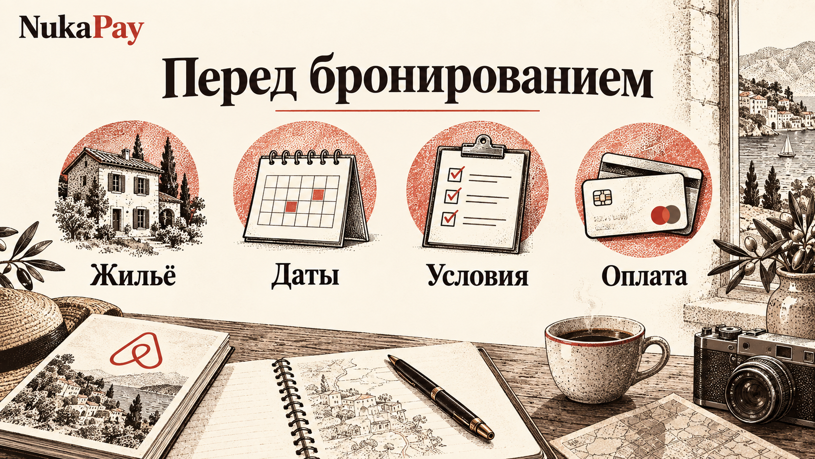 Перед бронированием: Жильё, Даты, Условия, Оплата