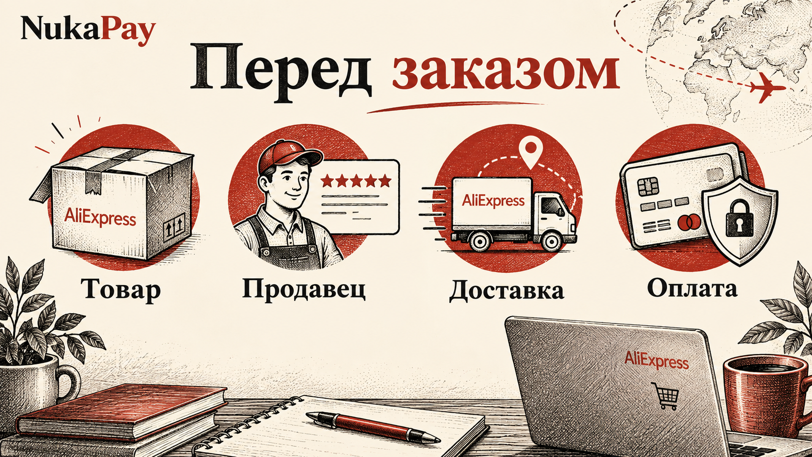 Перед заказом: Товар, Продавец, Доставка, Оплата