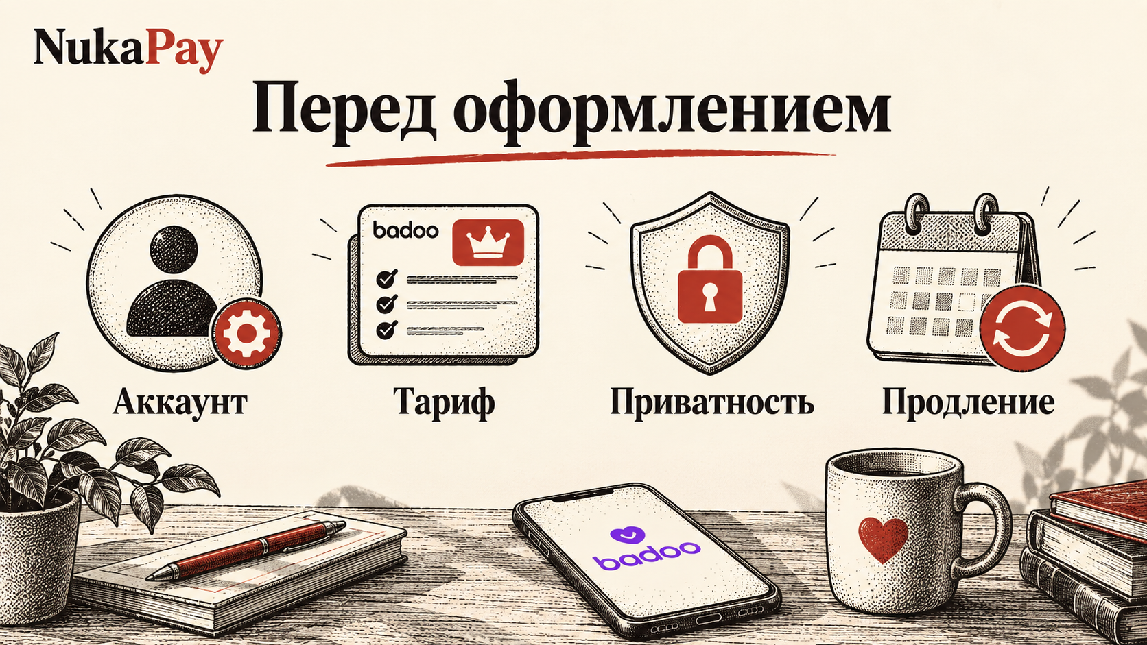 Перед оформлением: Аккаунт, Тариф, Приватность, Продление