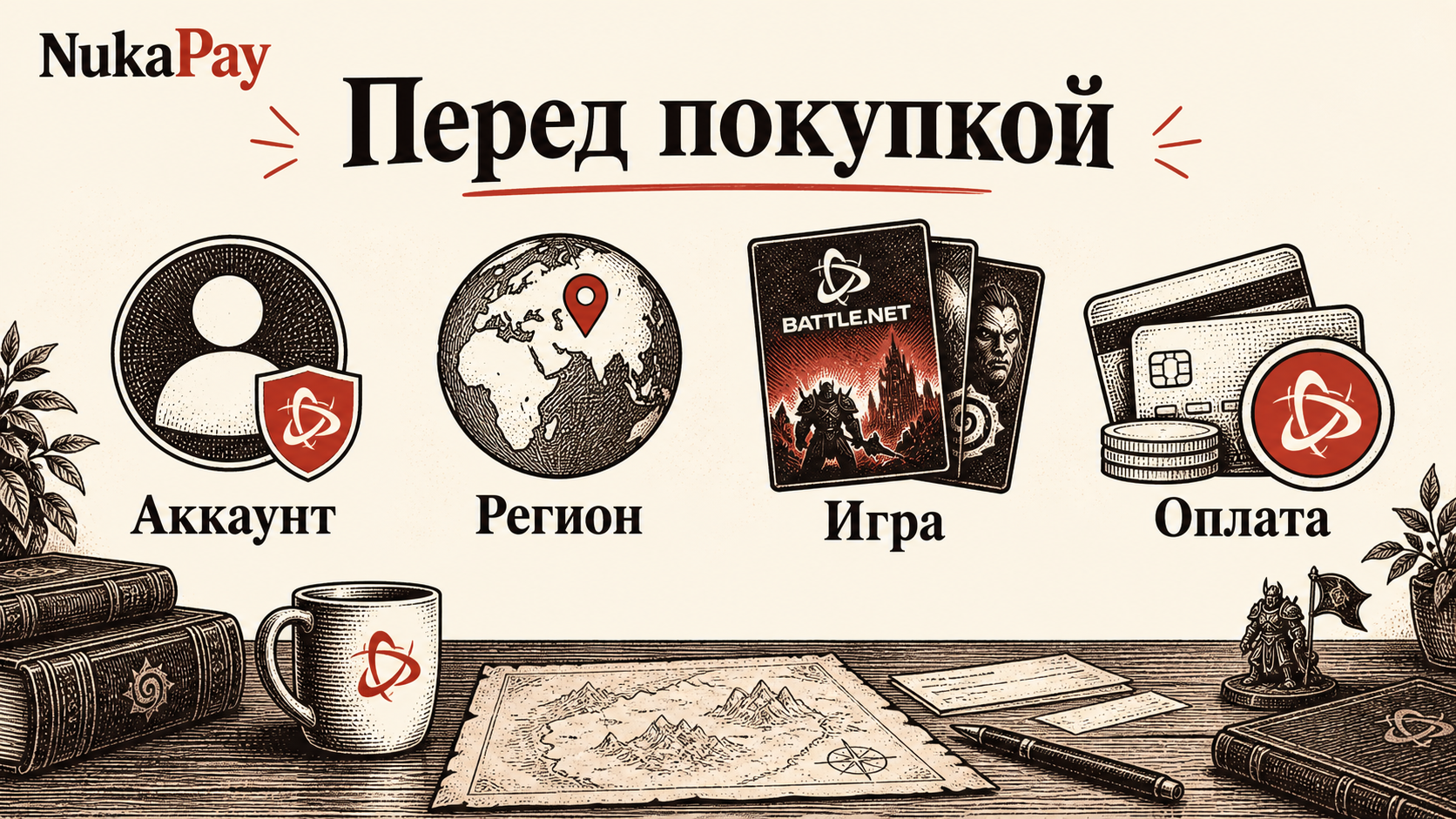 Перед покупкой: Аккаунт, Регион, Игра, Оплата