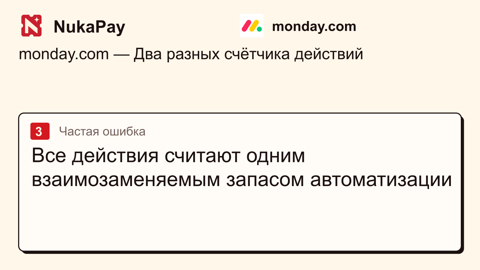 monday.com: Все действия считают одним взаимозаменяемым запасом автоматизации