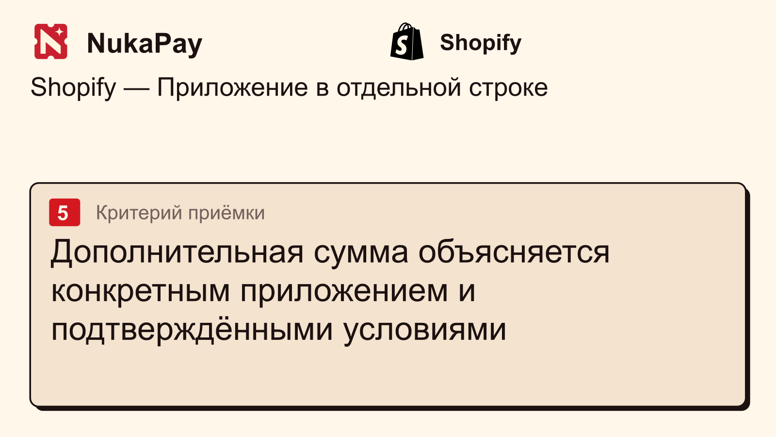 Shopify: Дополнительная сумма объясняется конкретным приложением и подтверждёнными условиями
