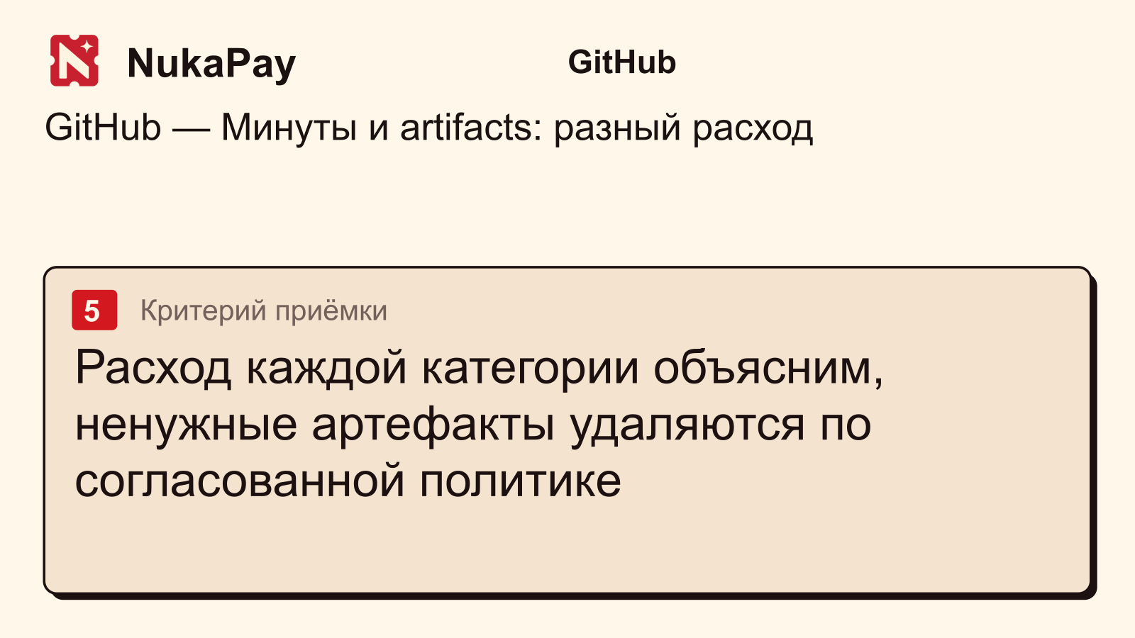 GitHub: Расход каждой категории объясним, ненужные артефакты удаляются по согласованной политике