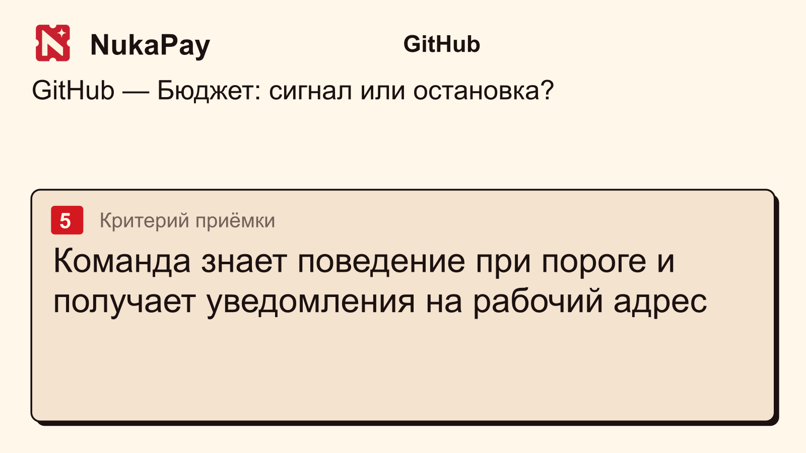 GitHub: Команда знает поведение при пороге и получает уведомления на рабочий адрес