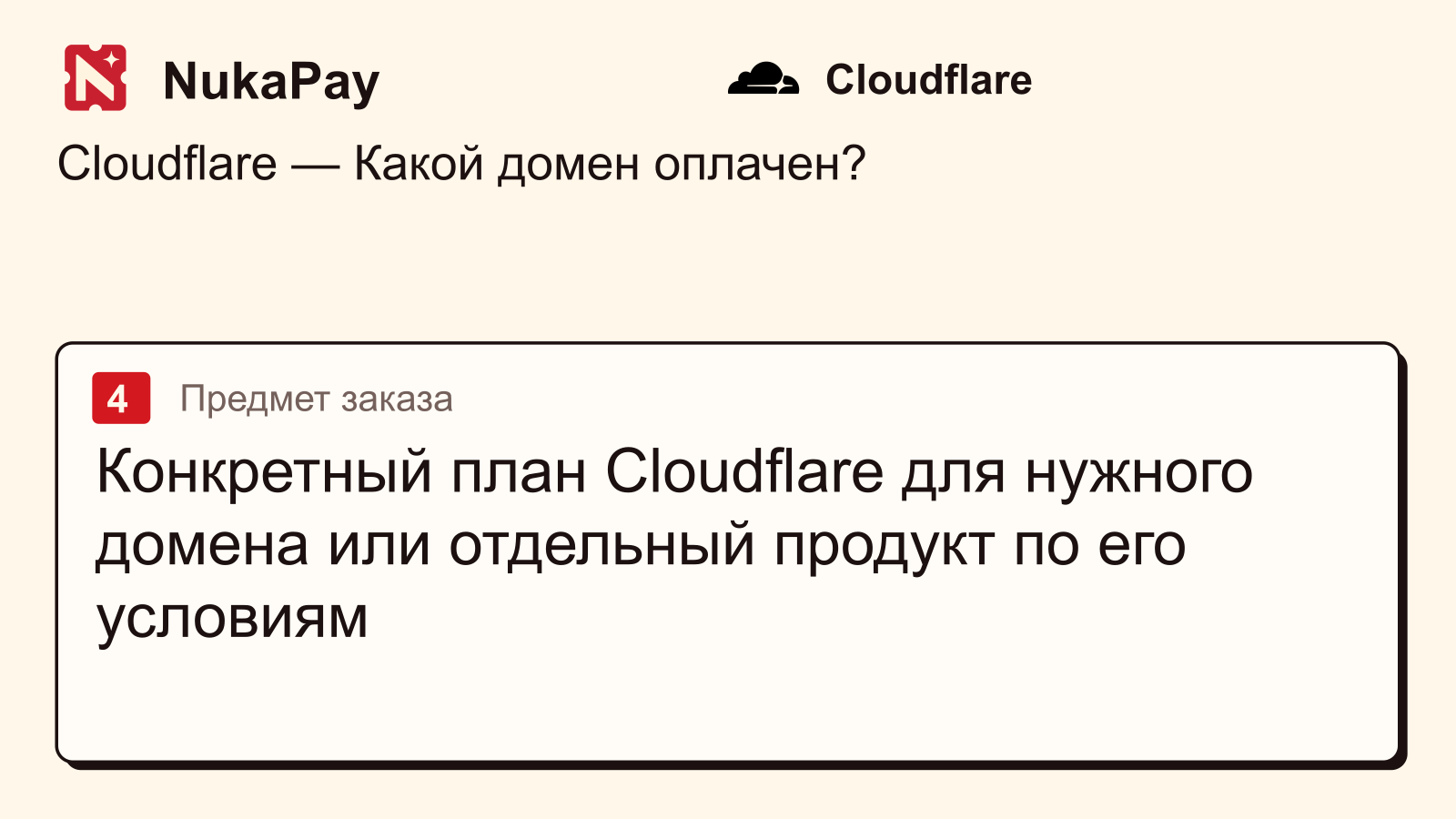 Cloudflare: Конкретный план Cloudflare для нужного домена или отдельный продукт по его условиям