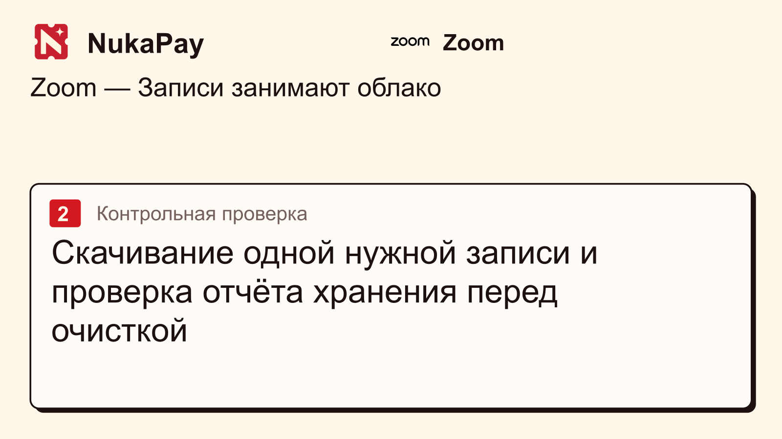 Zoom: Скачивание одной нужной записи и проверка отчёта хранения перед очисткой